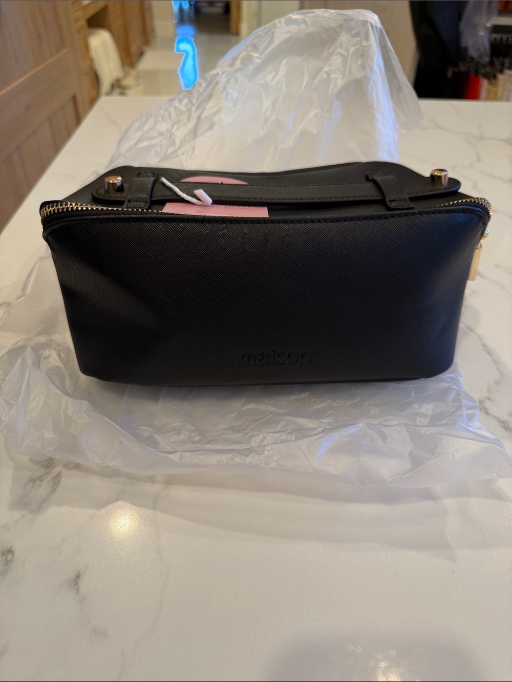 Maison Black Cosmetic Case with Top Handle, Medium
